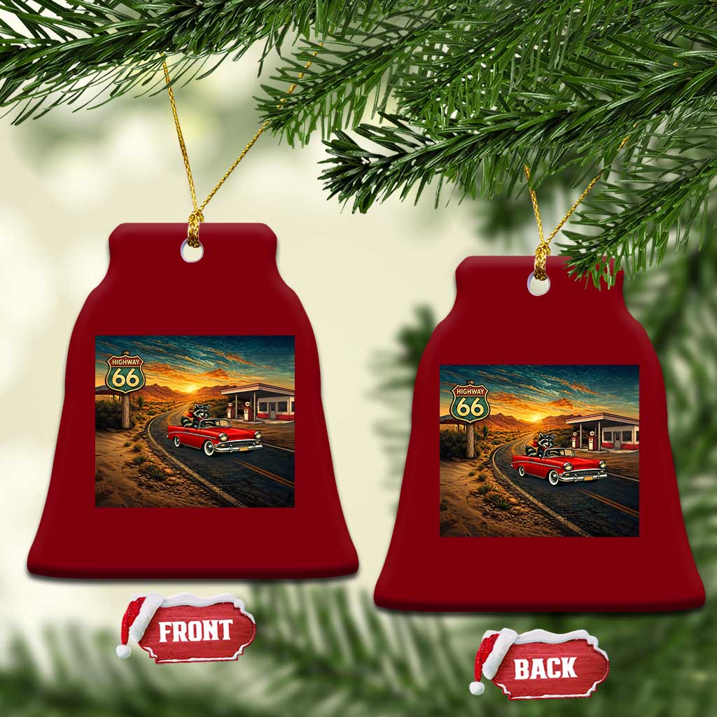Route Highway 66 Raccoon Ceramic Ornament Americana Road Trip TS12 Print Your Wear