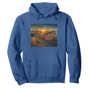 Route Highway 66 Raccoon Hoodie Americana Road Trip TS12 Royal Blue Print Your Wear