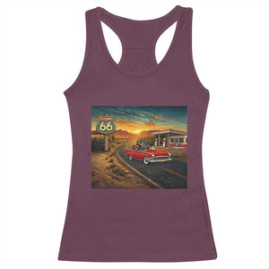 Route Highway 66 Raccoon Racerback Tank Top Americana Road Trip TS12 Maroon Print Your Wear