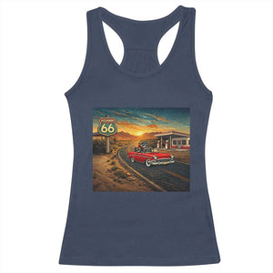 Route Highway 66 Raccoon Racerback Tank Top Americana Road Trip TS12 Navy Print Your Wear