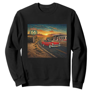 Route Highway 66 Raccoon Sweatshirt Americana Road Trip TS12 Black Print Your Wear