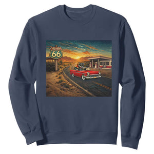 Route Highway 66 Raccoon Sweatshirt Americana Road Trip TS12 Navy Print Your Wear