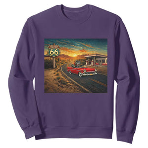 Route Highway 66 Raccoon Sweatshirt Americana Road Trip TS12 Purple Print Your Wear