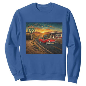 Route Highway 66 Raccoon Sweatshirt Americana Road Trip TS12 Royal Blue Print Your Wear