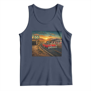 Route Highway 66 Raccoon Tank Top Americana Road Trip TS12 Navy Print Your Wear