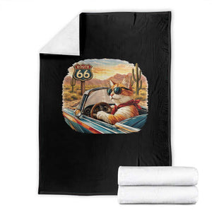 Route Highway 66 Cat Throw Blanket Americana Road Trip TS12 Black Print Your Wear