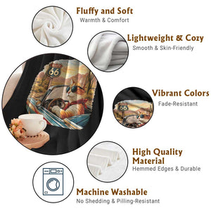 Route Highway 66 Cat Throw Blanket Americana Road Trip TS12 Print Your Wear