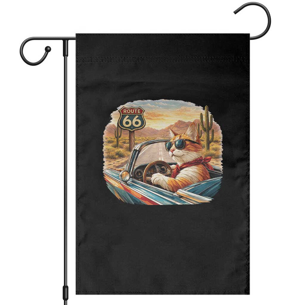Route Highway 66 Cat Garden Flag Americana Road Trip TS12 Black Print Your Wear