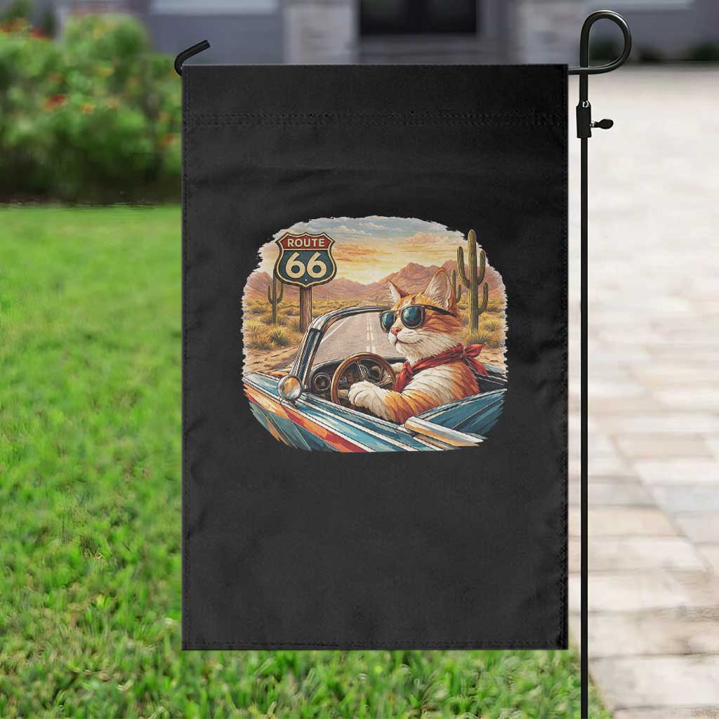 Route Highway 66 Cat Garden Flag Americana Road Trip TS12 Print Your Wear