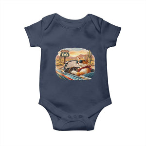 Route Highway 66 Cat Baby Onesie Americana Road Trip TS12 Navy Print Your Wear