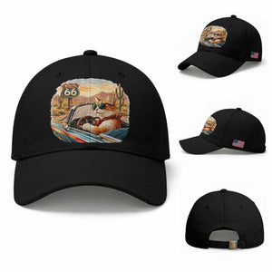 Route Highway 66 Cat Baseball Cap Americana Road Trip TS12 Baseball Cap Universal Fit Black Print Your Wear