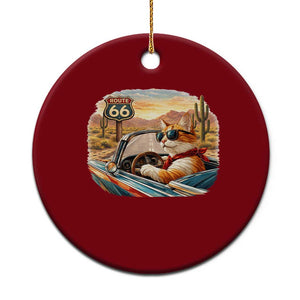 Route Highway 66 Cat Ceramic Ornament Americana Road Trip TS12 1pc Red Print Your Wear