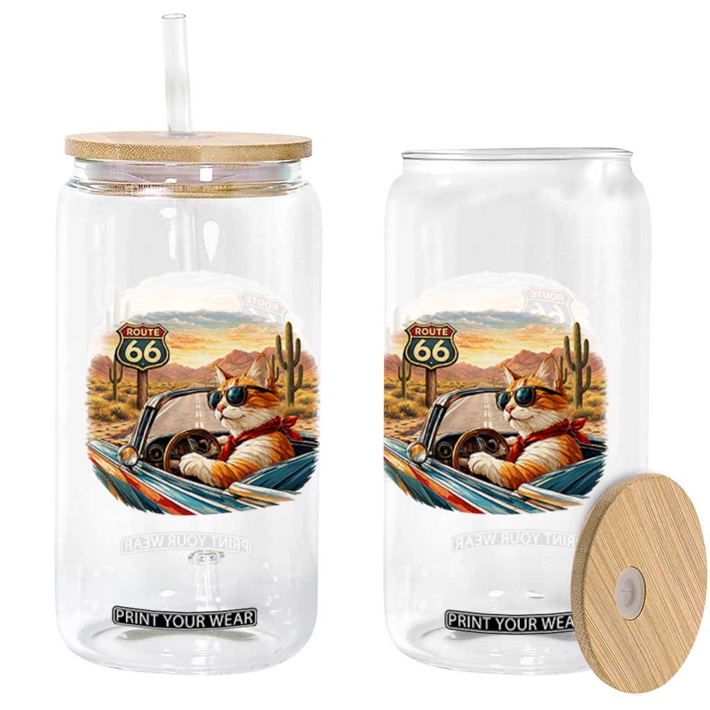 Route Highway 66 Cat Glass Can Americana Road Trip TS12 Print Your Wear