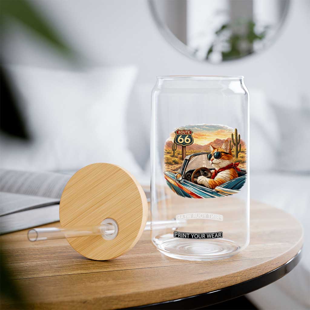 Route Highway 66 Cat Glass Can Americana Road Trip TS12 Print Your Wear