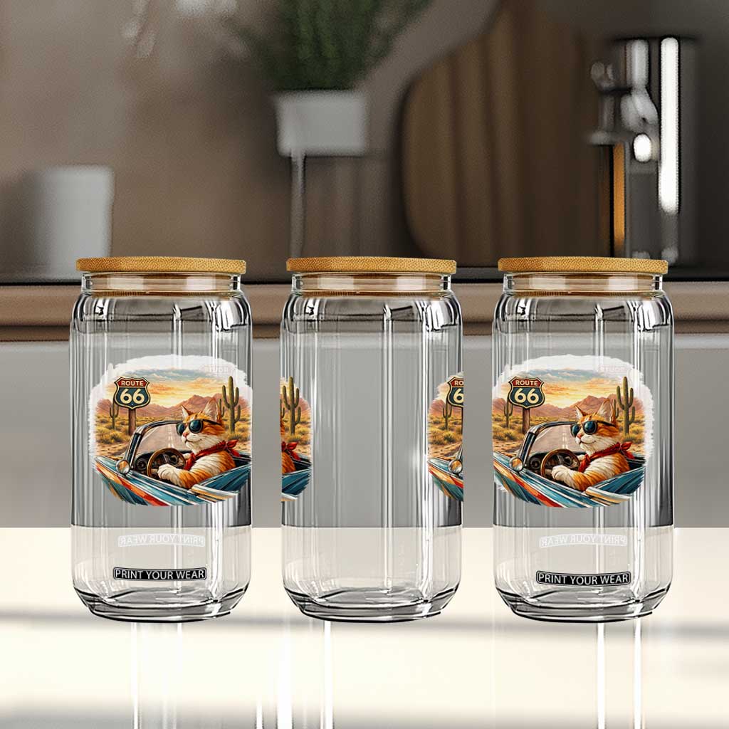 Route Highway 66 Cat Glass Can Americana Road Trip TS12 Print Your Wear