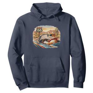 Route Highway 66 Cat Hoodie Americana Road Trip TS12 Navy Print Your Wear