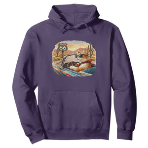 Route Highway 66 Cat Hoodie Americana Road Trip TS12 Purple Print Your Wear