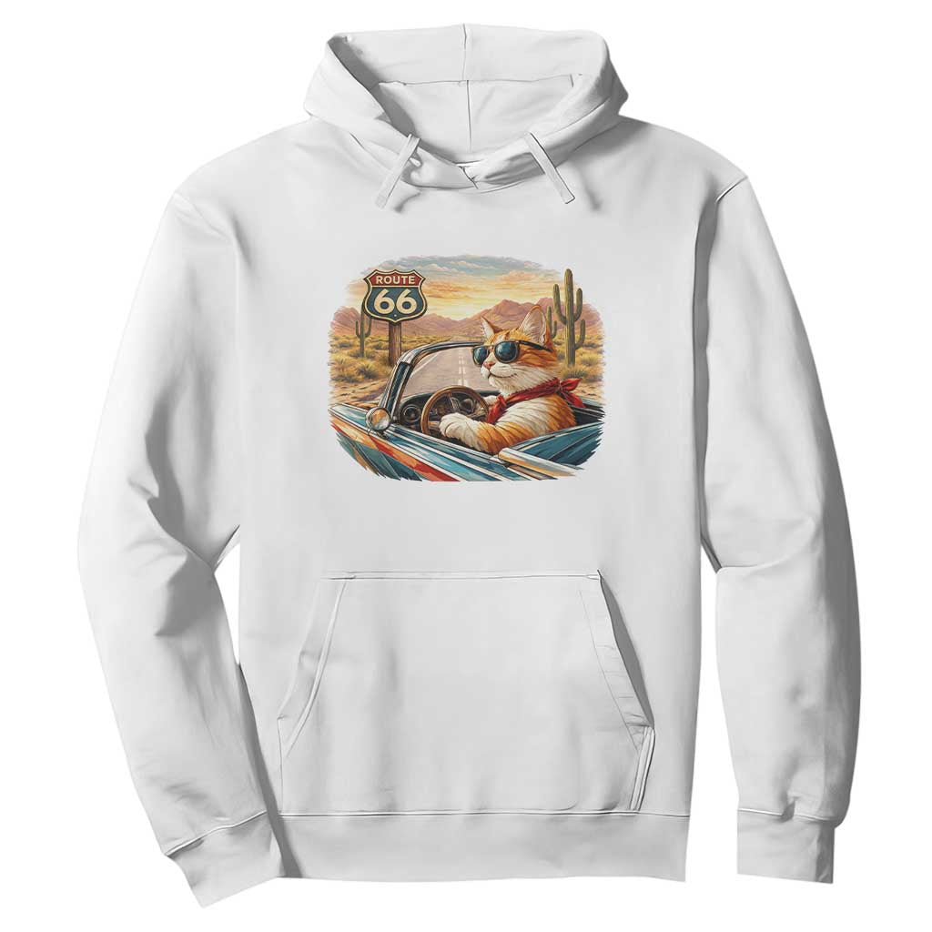 Route Highway 66 Cat Hoodie Americana Road Trip TS12 White Print Your Wear