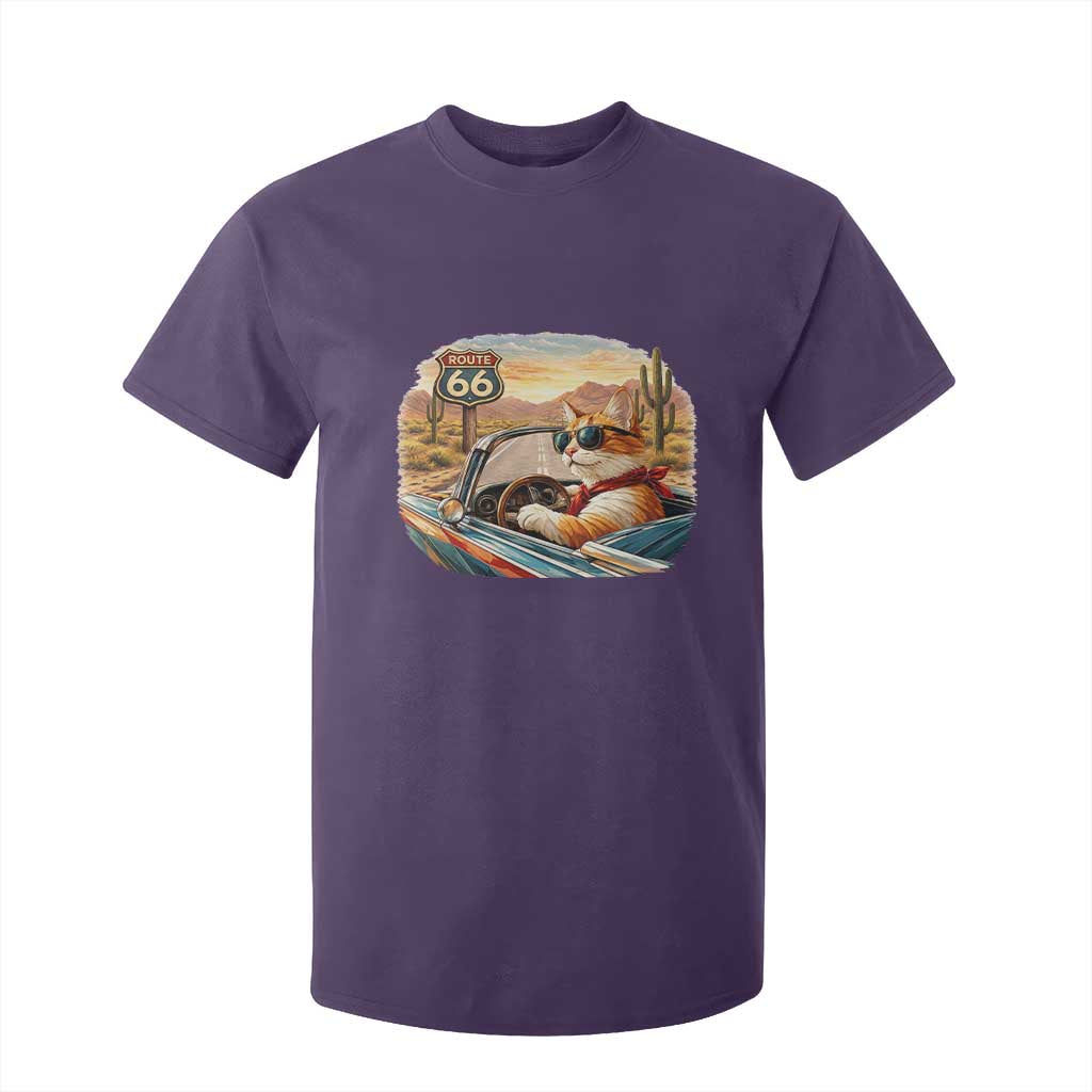Route Highway 66 Cat T Shirt For Kid Americana Road Trip TS12 Purple Print Your Wear