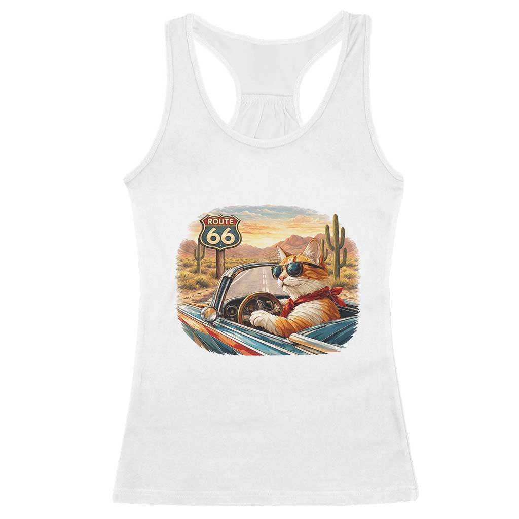 Route Highway 66 Cat Racerback Tank Top Americana Road Trip TS12 White Print Your Wear