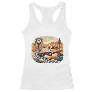 Route Highway 66 Cat Racerback Tank Top Americana Road Trip TS12 White Print Your Wear