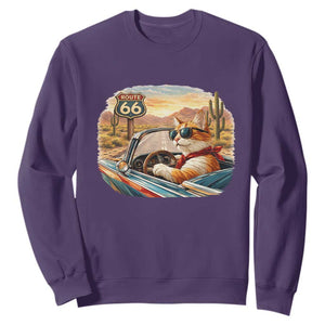 Route Highway 66 Cat Sweatshirt Americana Road Trip TS12 Purple Print Your Wear