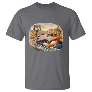 Route Highway 66 Cat T Shirt Americana Road Trip TS12 Charcoal Print Your Wear