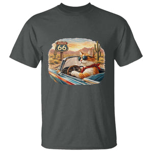 Route Highway 66 Cat T Shirt Americana Road Trip TS12 Dark Heather Print Your Wear