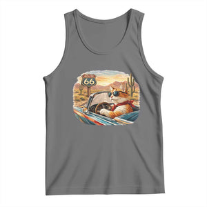 Route Highway 66 Cat Tank Top Americana Road Trip TS12 Black Heather Print Your Wear