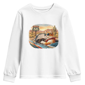 Route Highway 66 Cat Youth Sweatshirt Americana Road Trip TS12 White Print Your Wear