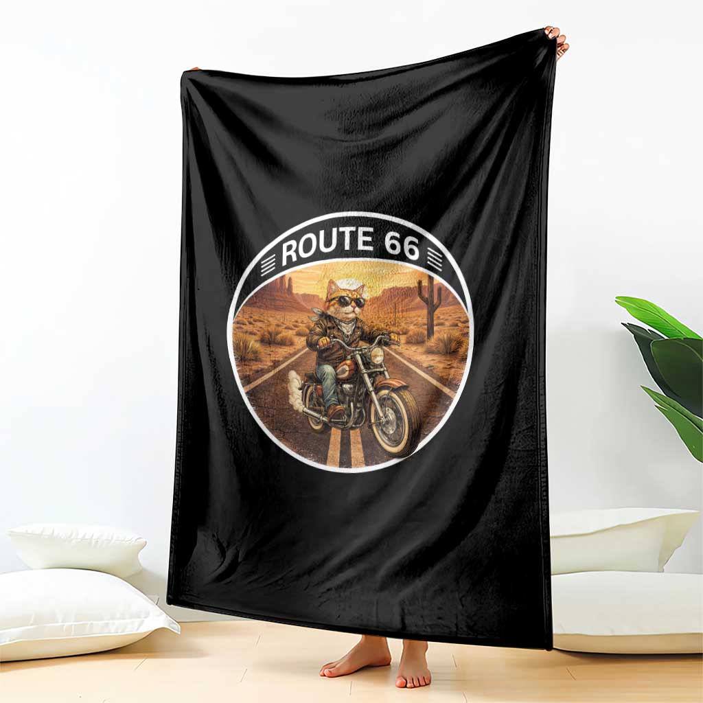 Route Highway 66 Motorcycle Cat Throw Blanket Road Trip Adventure TS12 Print Your Wear