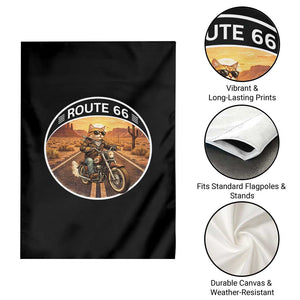 Route Highway 66 Motorcycle Cat Garden Flag Road Trip Adventure TS12 Print Your Wear