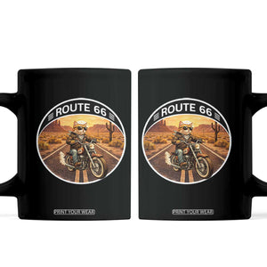 Route Highway 66 Motorcycle Cat Coffee Mug Road Trip Adventure TS12 Black Print Your Wear