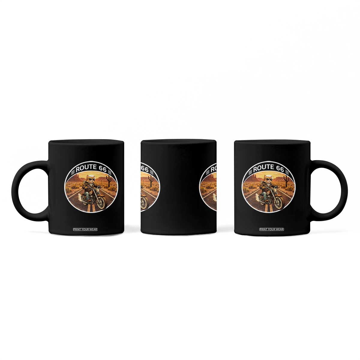 Route Highway 66 Motorcycle Cat Coffee Mug Road Trip Adventure TS12 Print Your Wear