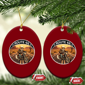 Route Highway 66 Motorcycle Cat Ceramic Ornament Road Trip Adventure TS12 Print Your Wear