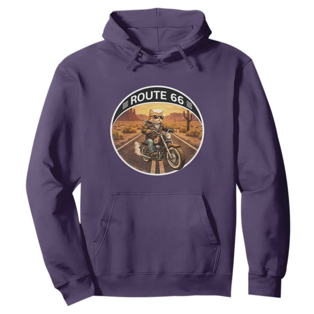 Route Highway 66 Motorcycle Cat Hoodie Road Trip Adventure TS12 Purple Print Your Wear