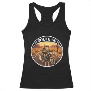 Route Highway 66 Motorcycle Cat Racerback Tank Top Road Trip Adventure TS12 Black Print Your Wear