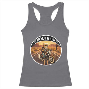 Route Highway 66 Motorcycle Cat Racerback Tank Top Road Trip Adventure TS12 Charcoal Print Your Wear