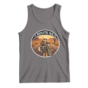 Route Highway 66 Motorcycle Cat Tank Top Road Trip Adventure TS12 Deep Heather Print Your Wear