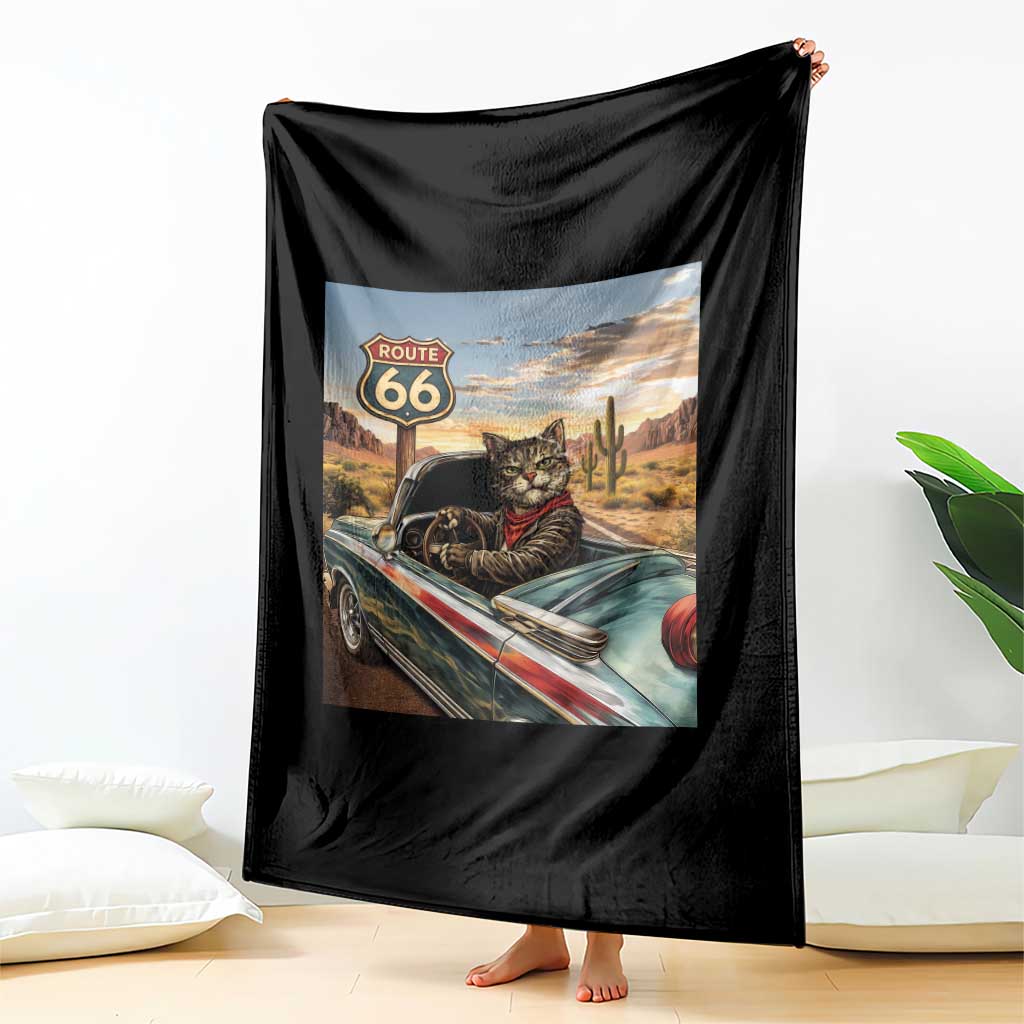 Funny Route Highway 66 Cat Lover Throw Blanket Mother Road Travel Gift TS12 Print Your Wear