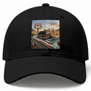 Funny Route Highway 66 Cat Lover Baseball Cap Mother Road Travel Gift TS12 Print Your Wear