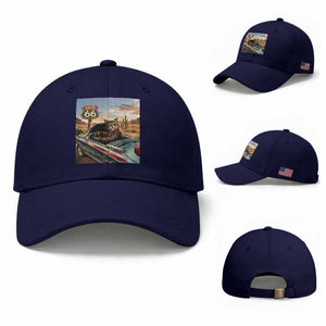 Funny Route Highway 66 Cat Lover Baseball Cap Mother Road Travel Gift TS12 Baseball Cap Universal Fit Dark Blue Print Your Wear