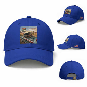 Funny Route Highway 66 Cat Lover Baseball Cap Mother Road Travel Gift TS12 Baseball Cap Universal Fit Royal Blue Print Your Wear