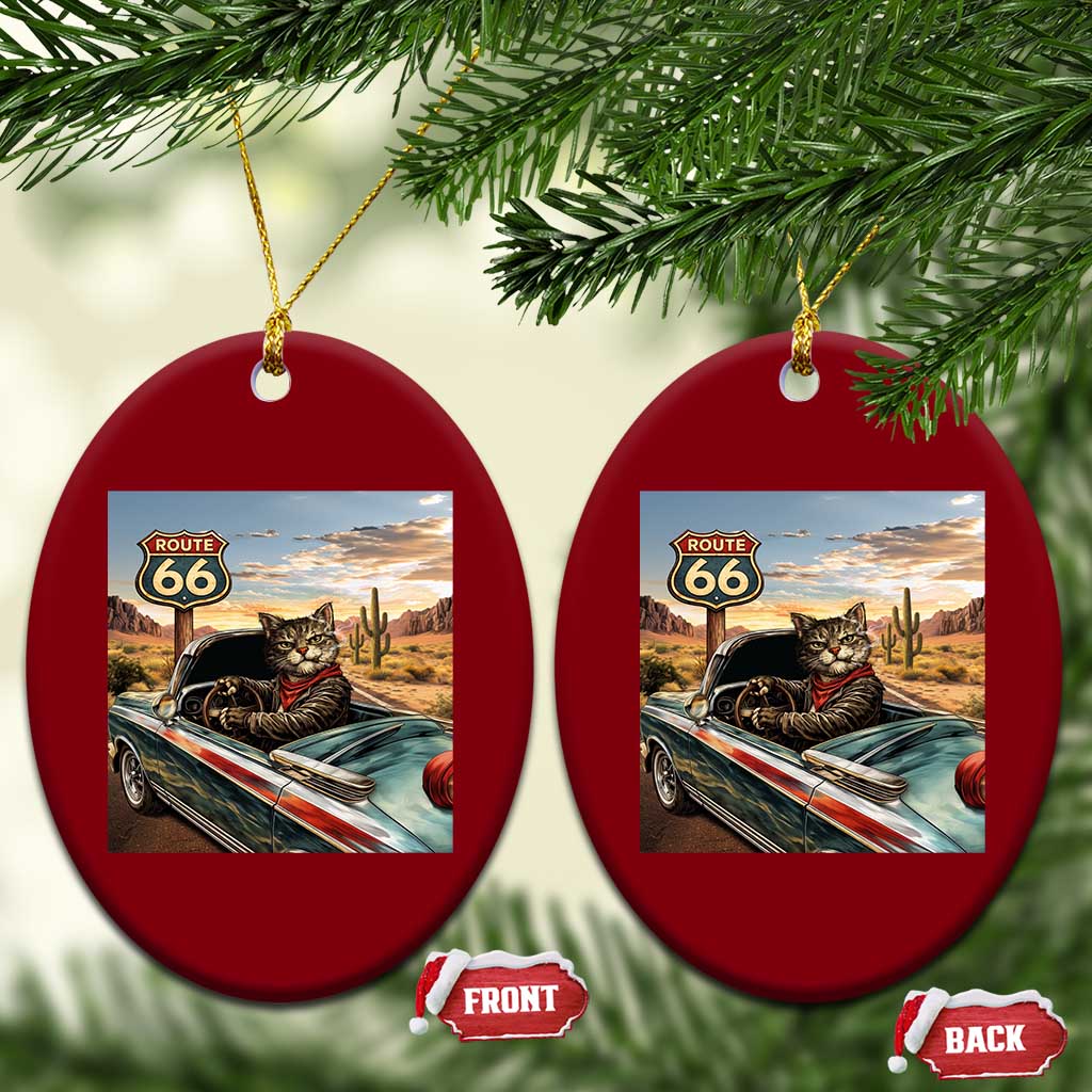 Funny Route Highway 66 Cat Lover Ceramic Ornament Mother Road Travel Gift TS12 Print Your Wear