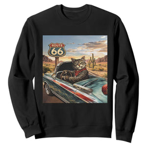Funny Route Highway 66 Cat Lover Sweatshirt Mother Road Travel Gift TS12 Black Print Your Wear