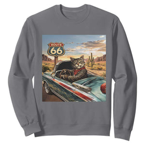Funny Route Highway 66 Cat Lover Sweatshirt Mother Road Travel Gift TS12 Charcoal Print Your Wear