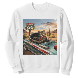 Funny Route Highway 66 Cat Lover Sweatshirt Mother Road Travel Gift TS12 White Print Your Wear