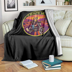 Route Highway 66 Motorcycle Cat Throw Blanket Open Road Adventure Neon TS12 Print Your Wear