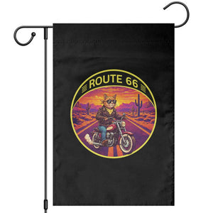 Route Highway 66 Motorcycle Cat Garden Flag Open Road Adventure Neon TS12 Black Print Your Wear