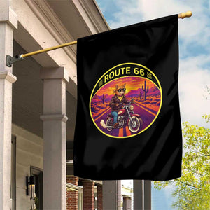 Route Highway 66 Motorcycle Cat Garden Flag Open Road Adventure Neon TS12 Print Your Wear
